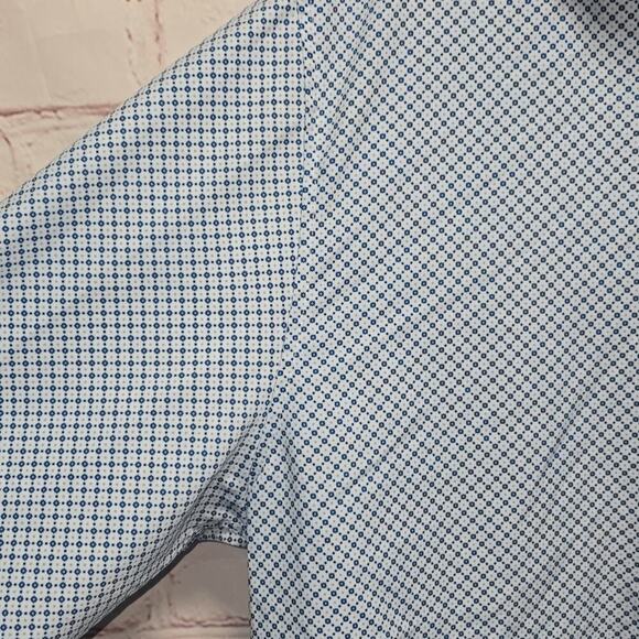 Society Of Threads No Iron Slim Fit Blue Patterned Shirt Mens Size M - Picture 4 of 13